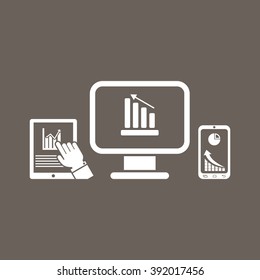  Monitor, Mobile Phone & Tablet Phone Icon on Dark Gray Color. Eps-10.
