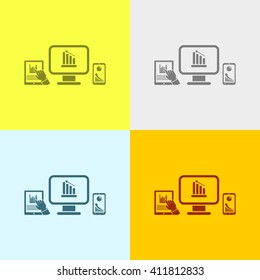Monitor, Mobile Phone & Tablet Phone Icon on Four Different Backgrounds. Eps-10.