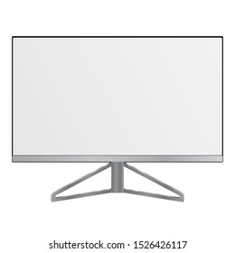 Monitor mockup. Desctop pc screen blank. Personal display frame illustration with black border. Modern wide plasma television isolated on white. Led lcd panel futuristic design. Digital office