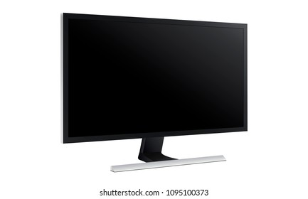 Monitor mockup isolated on white background - side view. Vector illustration