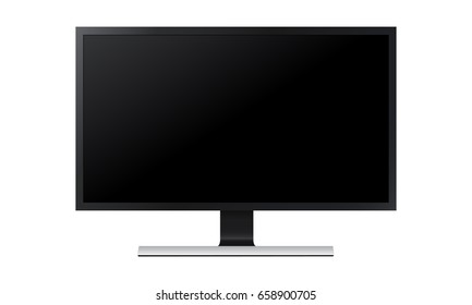 Monitor Mockup Isolated On White Background. Screen To Display Your Designs. Vector Illustration