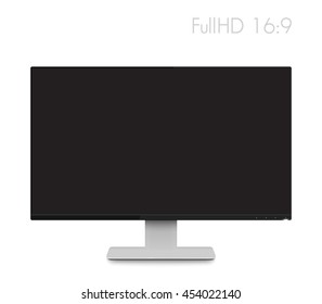 monitor mockup, modern realistic computer display with wide screen and thin frame