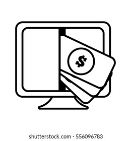 monitor money computer device line vector illustration eps 10