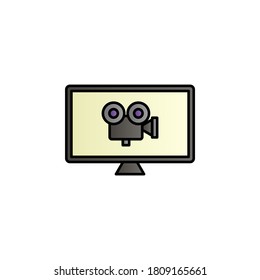 Monitor movie, camera color gradient vector icon