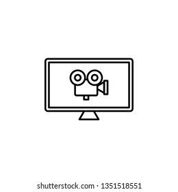 monitor movie, camera icon. Simple thin line, outline vector of movie, cinema, film, screen, flicks icons for UI and UX, website or mobile application