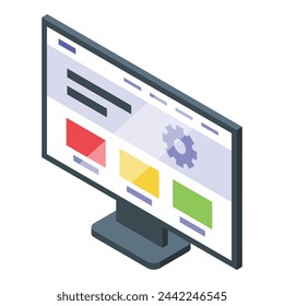 Monitor new page icon isometric vector. Design master soft. View service product