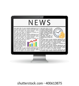 Monitor with news on the screen