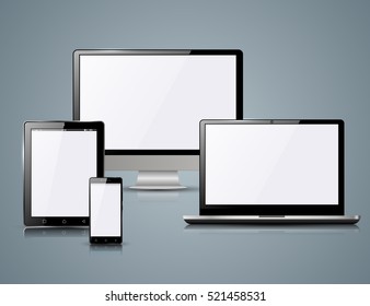 Monitor, portátil, smartphone, icono de tableta.infografías de negocios.