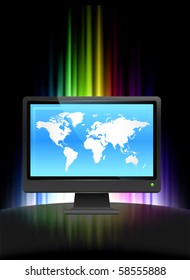 Monitor auf abstrakter Spektrumhintergrund - Originalillustration