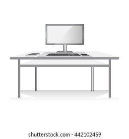 monitor on a desk in a modern office, Vector