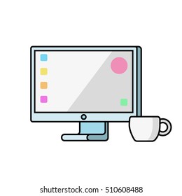 Monitor on a white background. Vector flat.