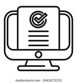 Monitor online access document icon outline vector. Regulated products. Policy search