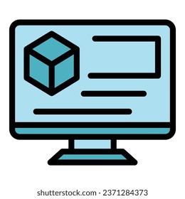 Monitor online parcel icon outline vector. Port maritime. Service export color flat
