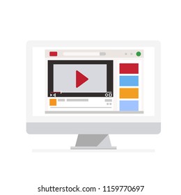 Monitor with online player on the screen