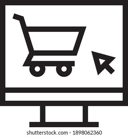 Monitor-Online-Shop-Vektorgrafik auf weißem Hintergrund