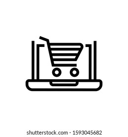 monitor, online shopping icon in linear style on white background
