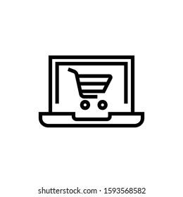 monitor, online shopping icon in linear style on white background