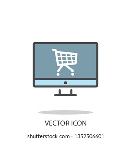 monitor, online shopping icon vector