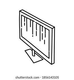 Monitor Outline Hand Drawn Icon Set Vector.