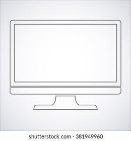 monitor outline, icon in flat-style on the background. stock vector illustration  eps10