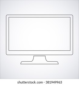 monitor outline, icon in flat-style on the background.  stock vector illustration eps10