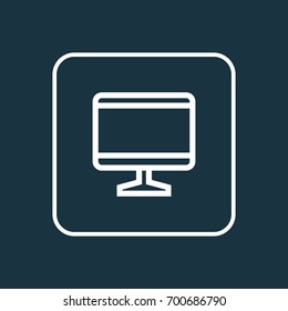 Monitor Outline Symbol. Premium Quality Isolated Display  Element In Trendy Style.