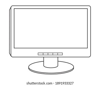 monitor outline vector illustration,isolated on white background for education,top view