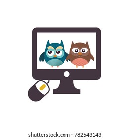monitor owl education vector illustration logo unique animal night bird logo