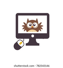 monitor owl education vector illustration logo unique animal night bird logo