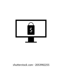 Monitor, package, money icon in Shopping set