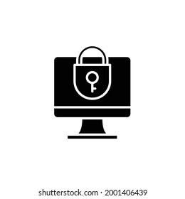 Monitor and padlock icon, eps 10