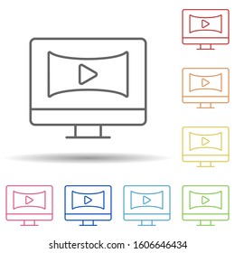 Monitor, panoramic, video in multi color style icon. Simple thin line, outline vector of augmented reality icons for ui and ux, website or mobile application