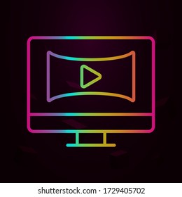 Monitor, panorámico, icono de vídeo nolan Línea delgada simple, contorno vector de iconos de realidad aumentada para ui y ux, sitio web o aplicación móvil
