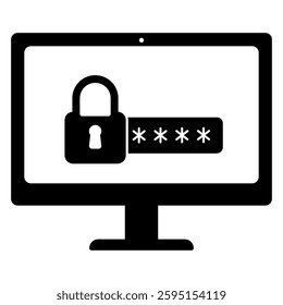 monitor with password icon in modern style design. Vector illustration isolated on white background.