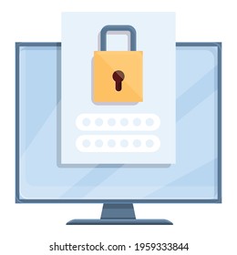 Monitor password protection icon. Cartoon of Monitor password protection vector icon for web design isolated on white background