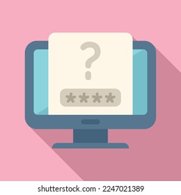 Monitor password recovery icon flat vector. Screen secure. Mobile design