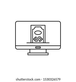 Monitor, pc, dollar, online icon. Element of cash machine