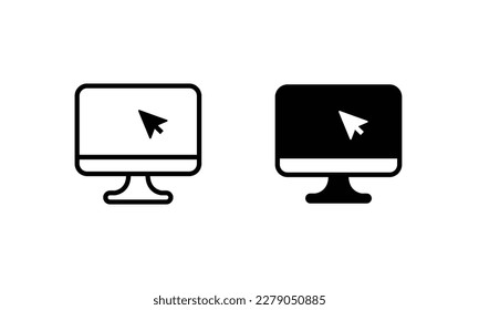 Monitor PC, Icon computer screen, logo of TV set for mobile concept sign, symbol, vector, illustration, editable stroke, flat design style isolated on white 