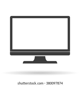 Monitor PC, Icon Computer Screen Flat Style With Shadow On White Background, Stylish Vector Illustration For Web Design