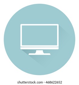 Monitor PC, icon computer screen flat style with shadow isolated on background, vector illustration for web design