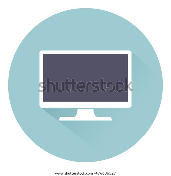 モニタpc 背景に影とアイコンコンピューター画面のフラットスタイル ウェブデザイン用ベクターイラスト のベクター画像素材 ロイヤリティフリー