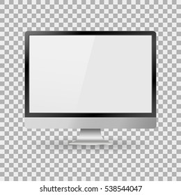 Monitor PC realistic with a blank screen on background isolate, stylish vector illustration EPS10