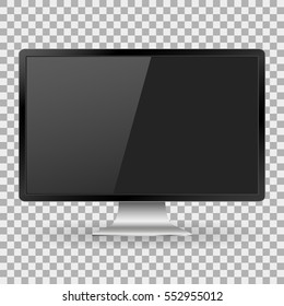 Monitor PC realistic with a blank screen on background isolate, stylish vector illustration EPS10