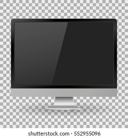 Monitor PC realistic with a blank screen on background isolate, stylish vector illustration EPS10