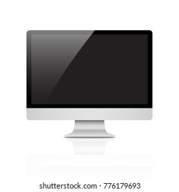 Monitor PC realistic with a blank screen on white background isolate, stylish vector illustration EPS10
