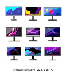 monitor pc set cartoon. desktop blank, display laptop, business modern, office digital monitor pc sign. isolated symbol vector illustration