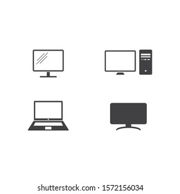 Monitor pc set computer icon vector flat design