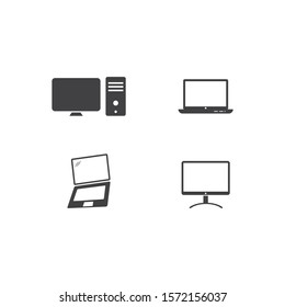 Monitor pc set computer icon vector flat design