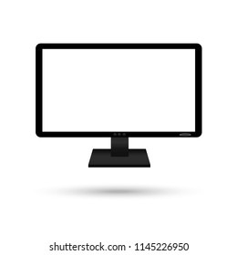 Monitor PC with shadow on white background, stylish vector illustration for web design