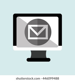 monitor pc with social marketing isolated icon design, vector illustration  graphic 